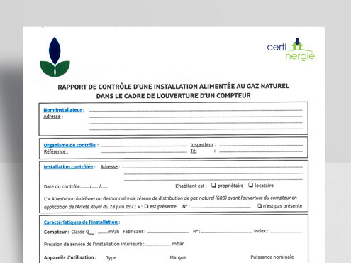 Contrôle gaz - Attestation Cerga