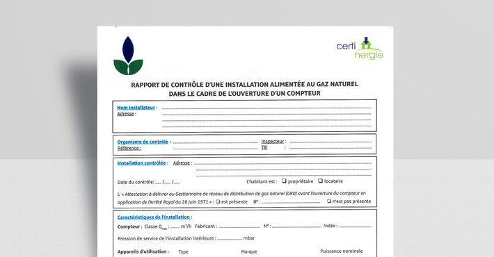 Contrôle gaz - Attestation Cerga