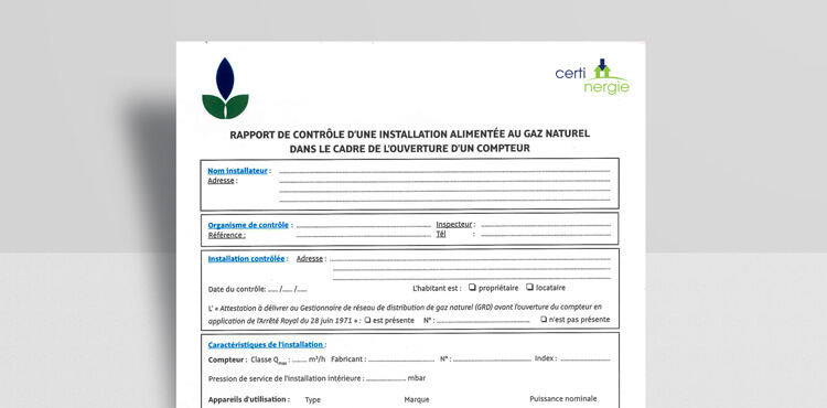 Contrôle gaz - Attestation Cerga