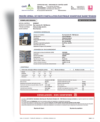 Certificat électrique