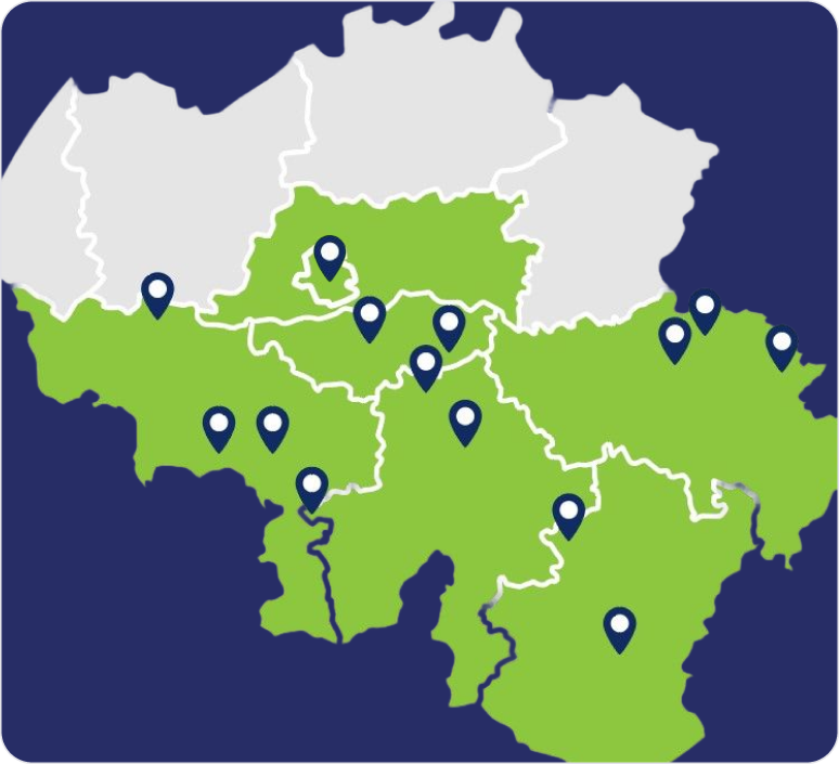 Avec plus de 100 inspecteurs, nous couvrons l'ensemble de la Wallonie et du Luxembourg pour des délais toujours rapides.