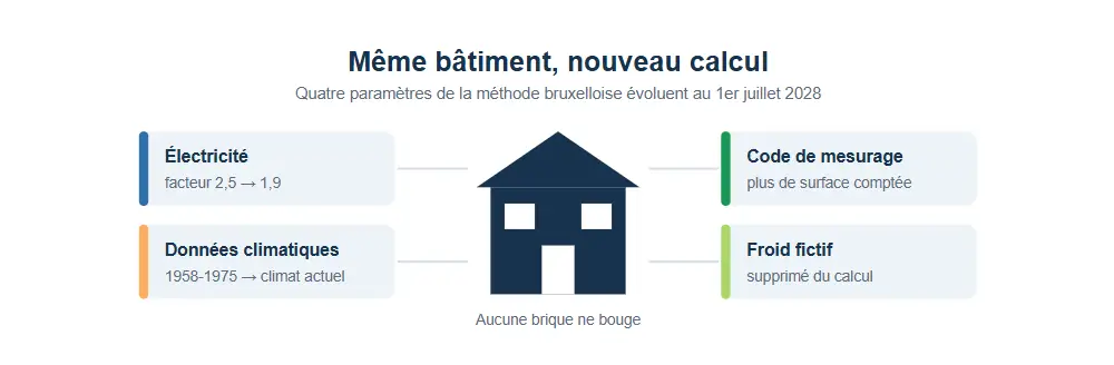 Même bâtiment, nouveau calcul : Quatre paramètres de la méthode bruxelloise évoluent au 1er juillet 2028