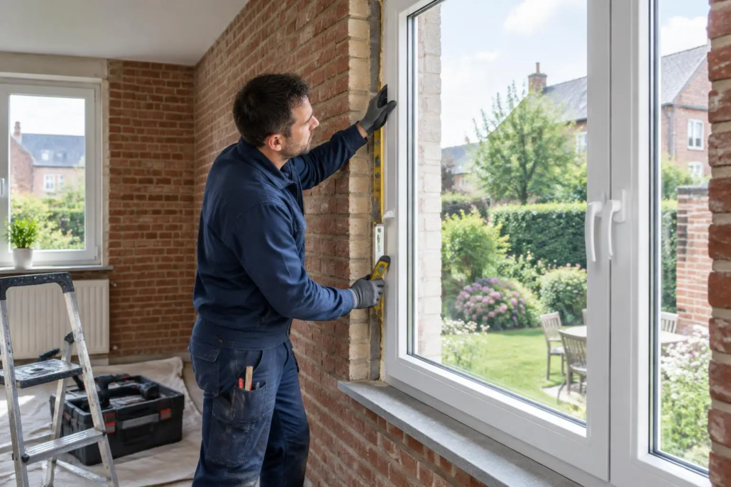 Installation de châssis et de double vitrage dans une maison